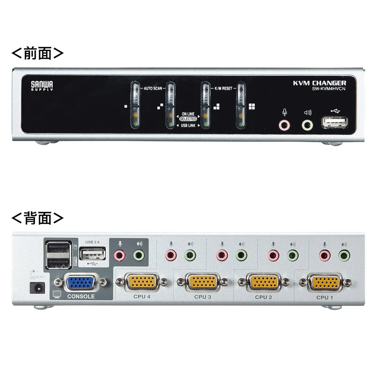 Automatic PC switch (4:1) compatible with both USB and PS/2 consoles SW-KVM4HVCN