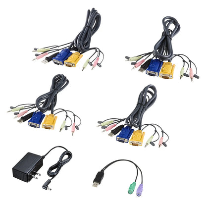 Automatic PC switch (4:1) compatible with both USB and PS/2 consoles SW-KVM4HVCN