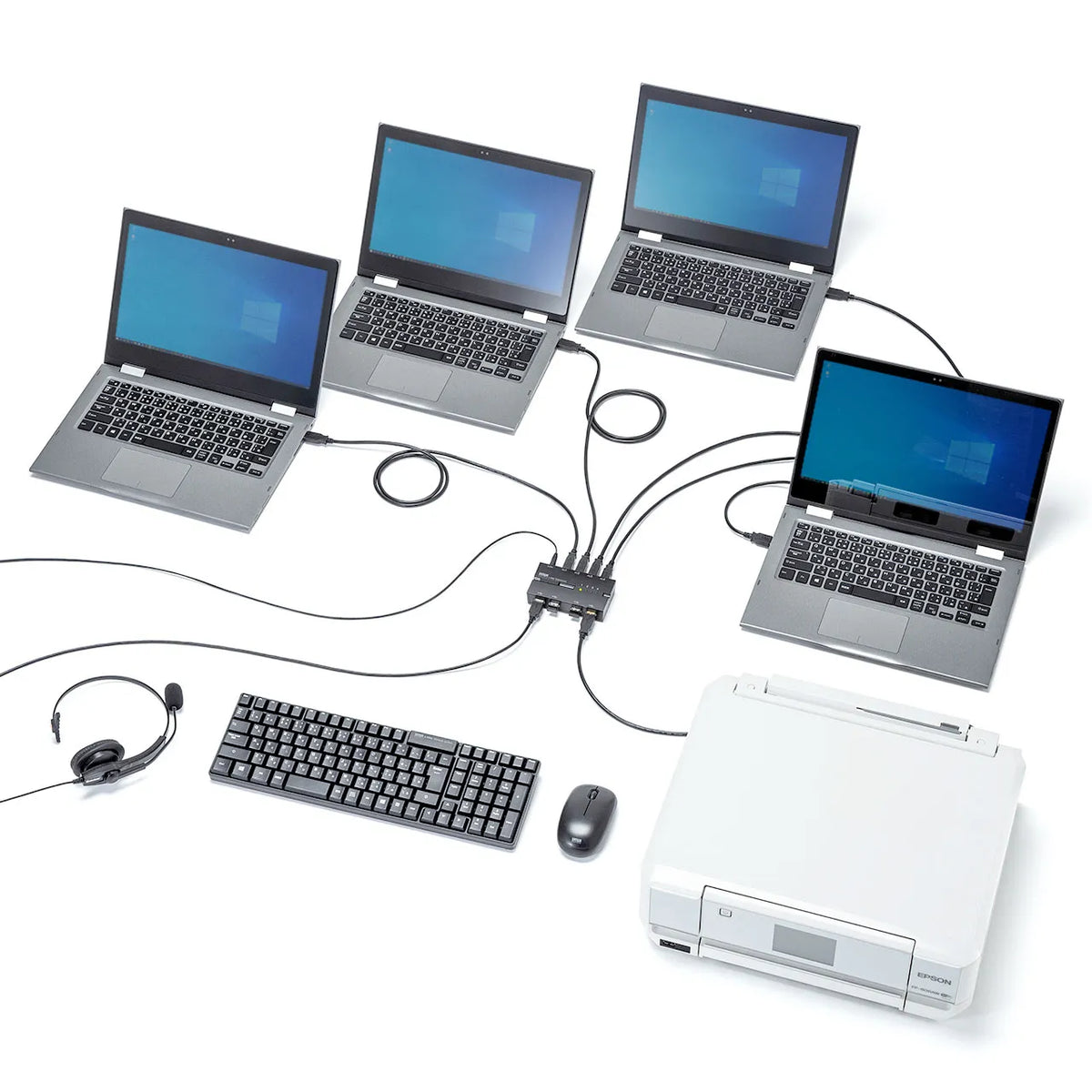 磁石付きUSB2.0手動切替器（ハブ付き・4回路） SW-US44HMG