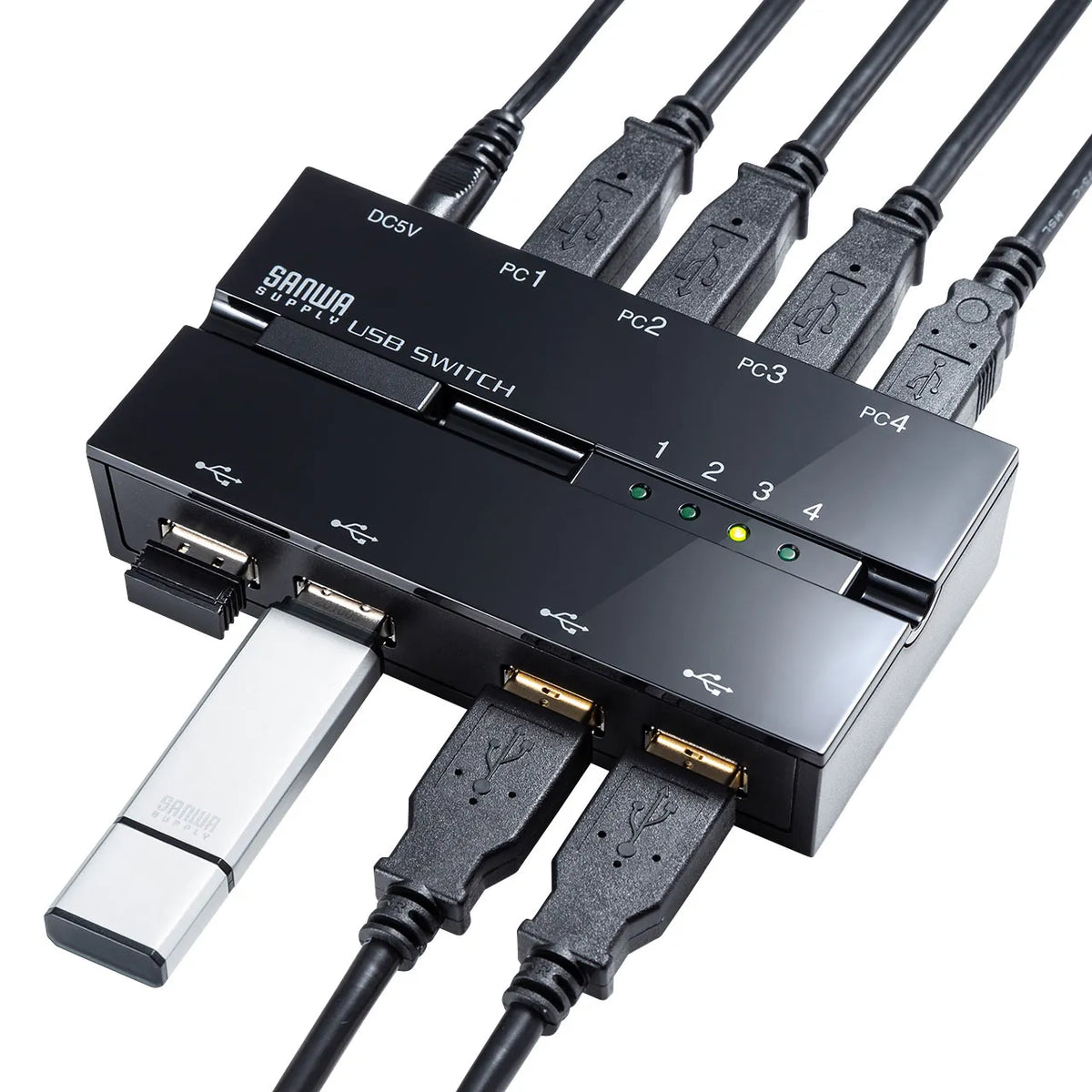 磁石付きUSB2.0手動切替器（ハブ付き・4回路） SW-US44HMG