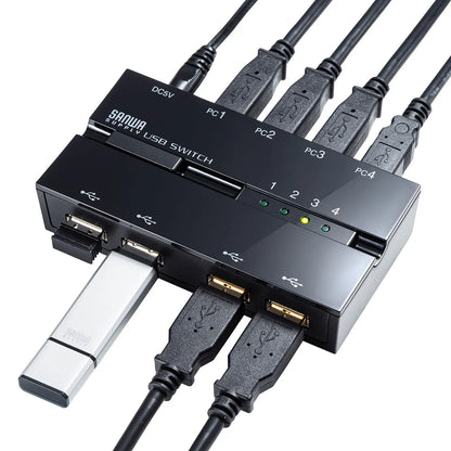 磁石付きUSB2.0手動切替器（ハブ付き・4回路） SW-US44HMG