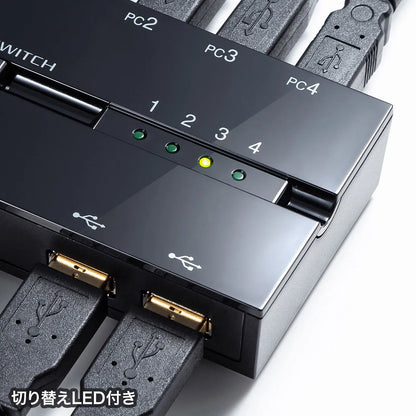 磁石付きUSB2.0手動切替器（ハブ付き・4回路） SW-US44HMG