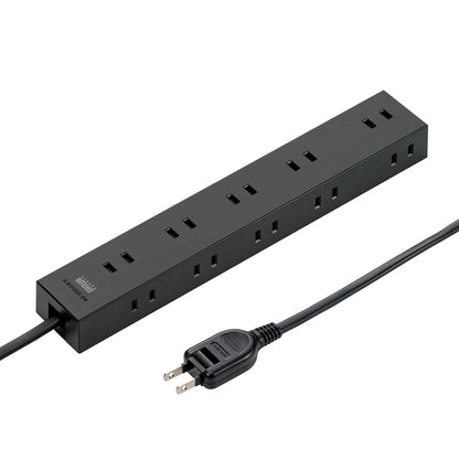 Power strip with 2-prong outlets, 10 sockets, strong neodymium magnets, and shutters. TAP-2210-1BK