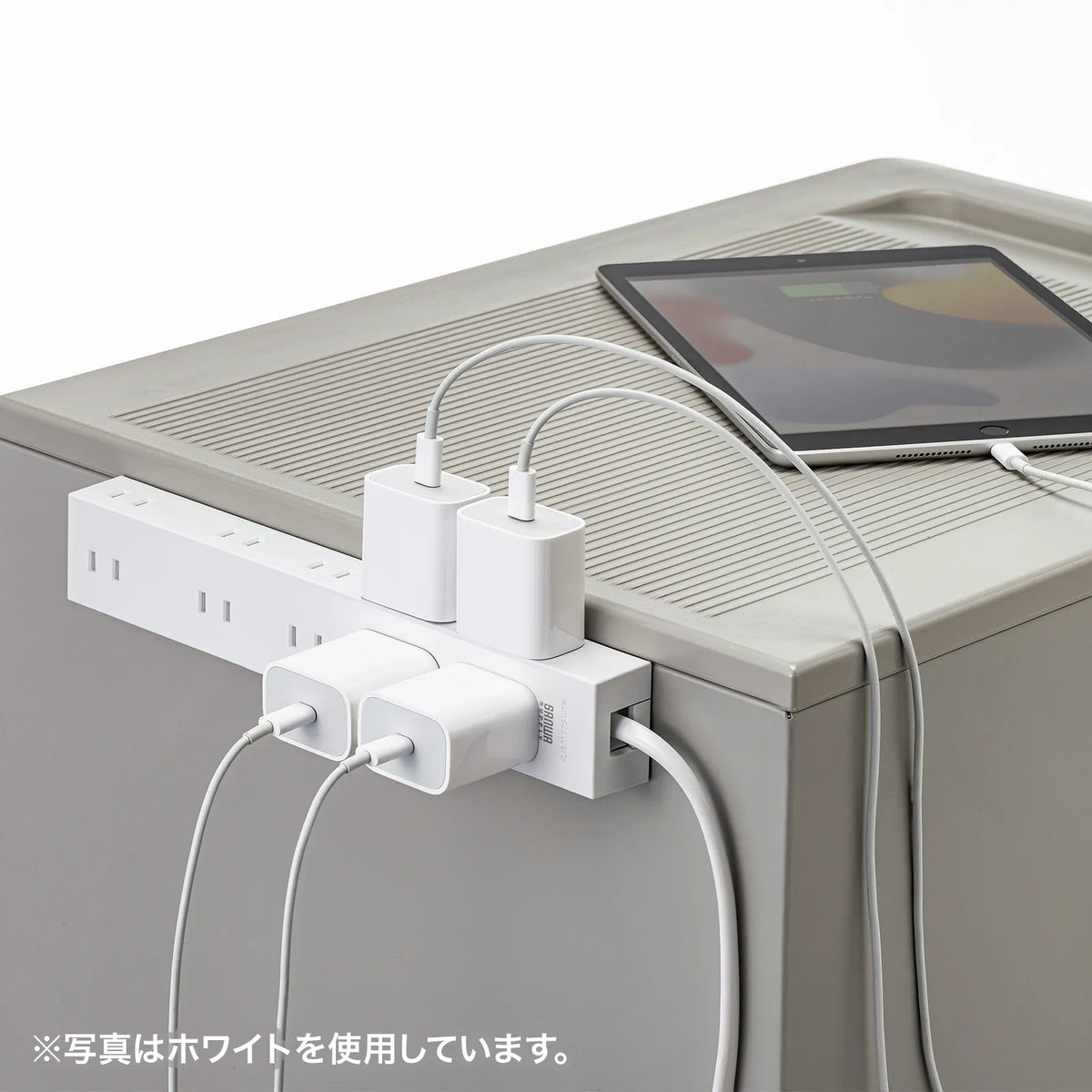 Power strip with 2-prong outlets, 10 sockets, strong neodymium magnets, and shutters. TAP-2210-1BK