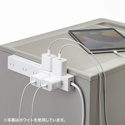 Power strip with 2-prong outlets, 10 sockets, strong neodymium magnets, and shutters. TAP-2210-1BK