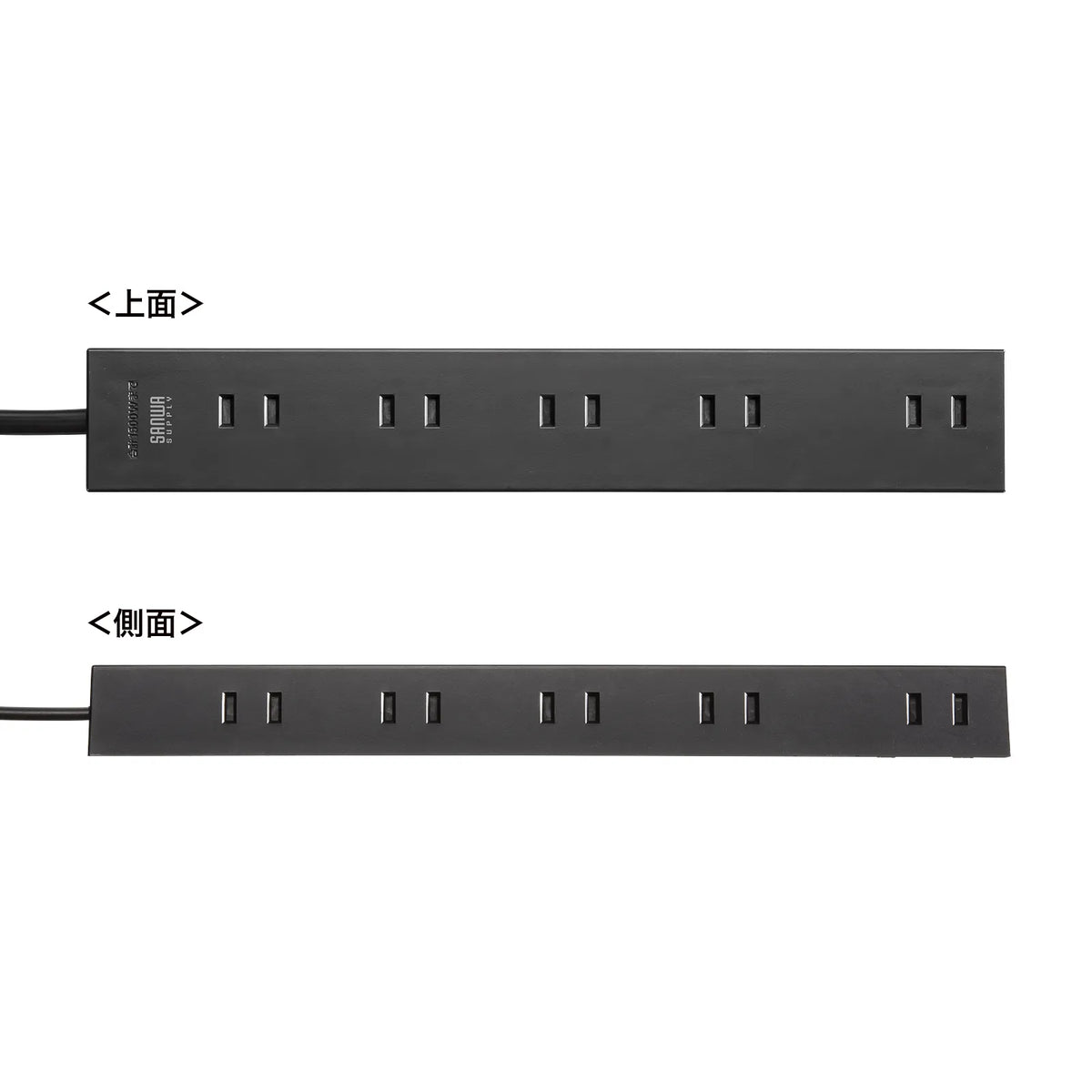 Power strip with 2-prong outlets, 10 sockets, strong neodymium magnets, and shutters. TAP-2210-1BK