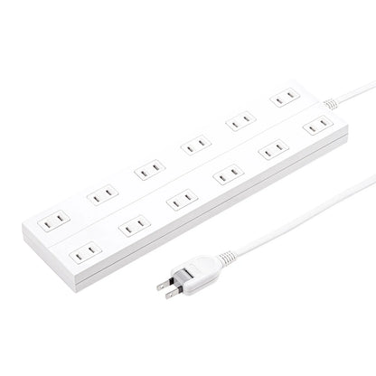Power strip with 2-prong outlets, 12 sockets, AC adapter compatible, with magnet (TAP-2312-1W)