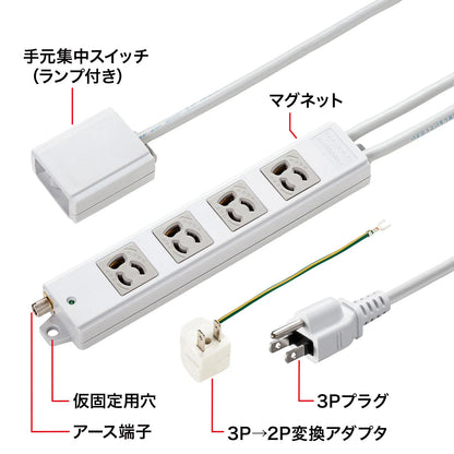 Power strip with remote switch and locking mechanism TAP-5433MGN2-3