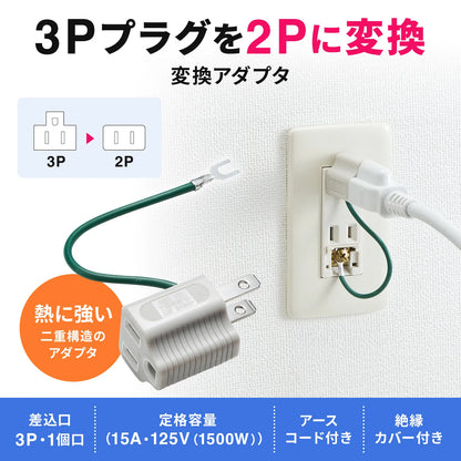 3P→2P変換アダプタ TAP-AD8GY
