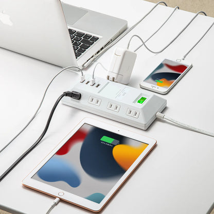 USB charging port power strip, flat type, TAP-B109U-3WN