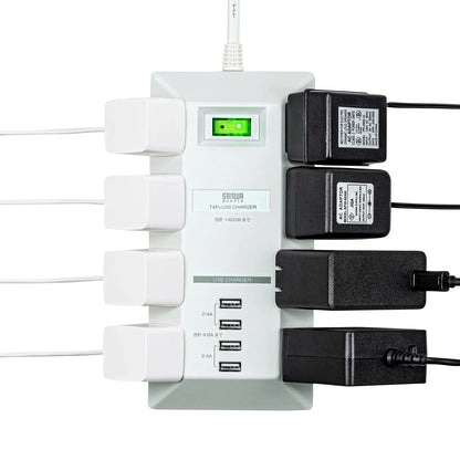 USB charging port power strip, flat type, TAP-B109U-3WN