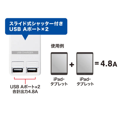 USB power strip with shutter TAP-B110USH-3W