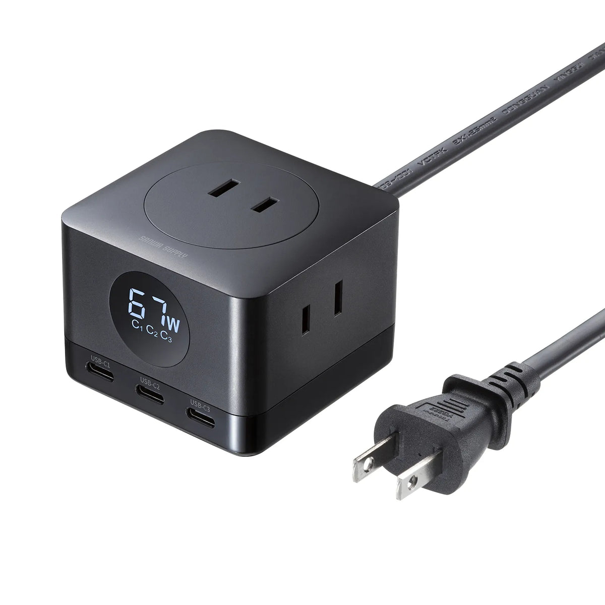 PD67W USB-Cx3GaN窒化ガリウム 充電機能付き3個口タップ TAP-B111C3BK