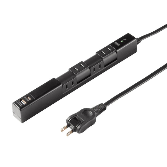Rotating power strip (4 AC outlets + Type-C + USB-A, PD 20W, Black) TAP-B113UC-2BK