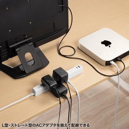 回転タップ（AC4個口＋Type-C＋USB-A・PD20W・ホワイト) TAP-B113UC-2W