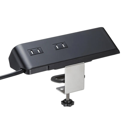 Clamp-type power strip (4 AC outlets + 3 USB-C + 1 USB-A, PD 65W, Black) TAP-B114UC-2BK