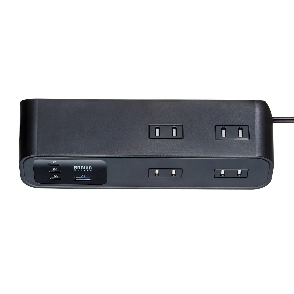 Clamp-type power strip (4 AC outlets + 3 USB-C + 1 USB-A, PD 65W, Black) TAP-B114UC-2BK