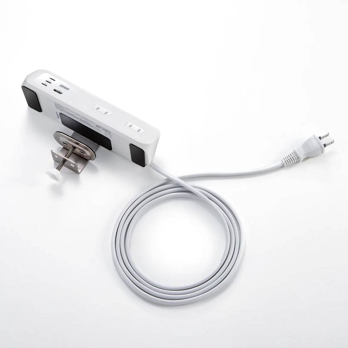 Clamp-type power strip (4 AC outlets + 3 USB-C + 1 USB-A, PD 65W, White) TAP-B114UC-2W