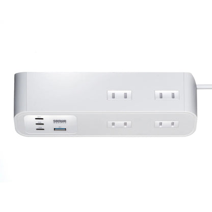 Clamp-type power strip (4 AC outlets + 3 USB-C + 1 USB-A, PD 65W, White) TAP-B114UC-2W