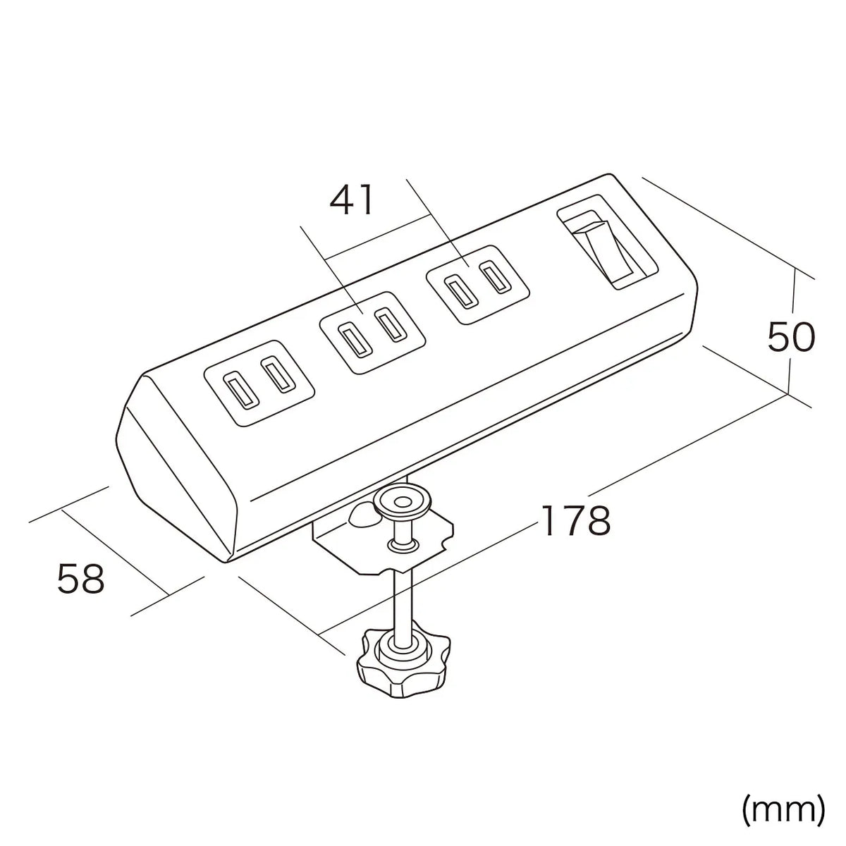 Convenient Power Strip (Clamp Type) TAP-B53W