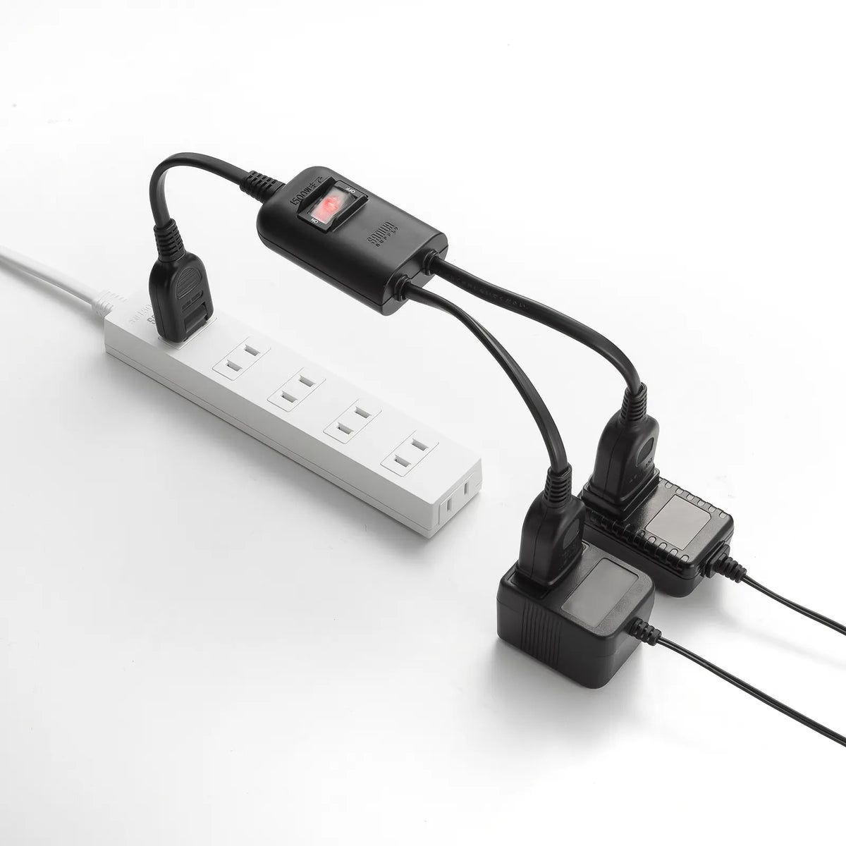 Power extension cord with centralized switch TAP-EX2SWBK