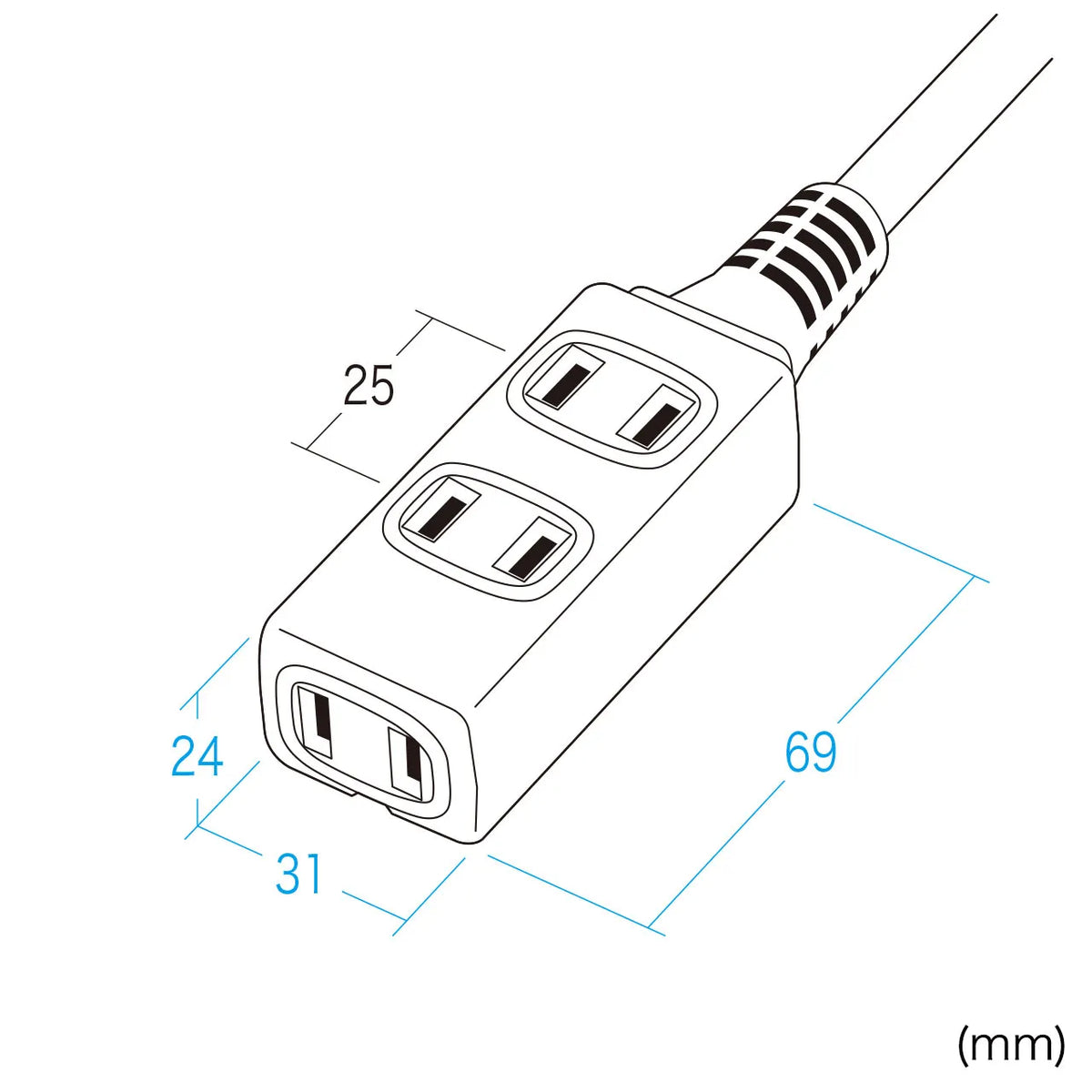 Slim power extension cord TAP-EX34-10WN