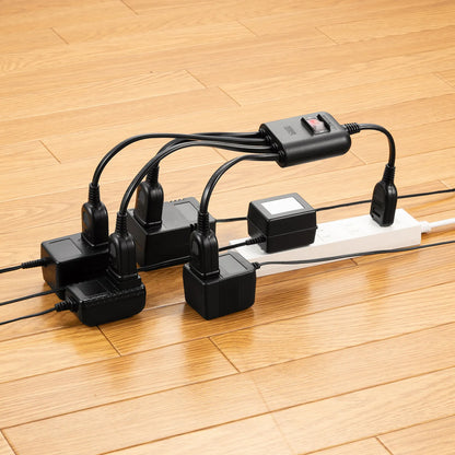 Power extension cord with centralized switch TAP-EX4SWBK