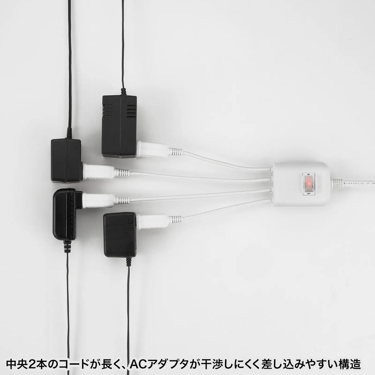 Power extension cord with centralized switch TAP-EX4SWW