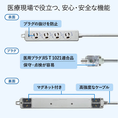 Medical-grade power strip with grounding plug TAP-HPM4-5W