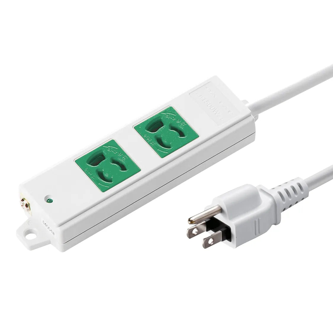 3-prong, 3m, 2-outlet power strip (green, for backup) TAP-K2-3G