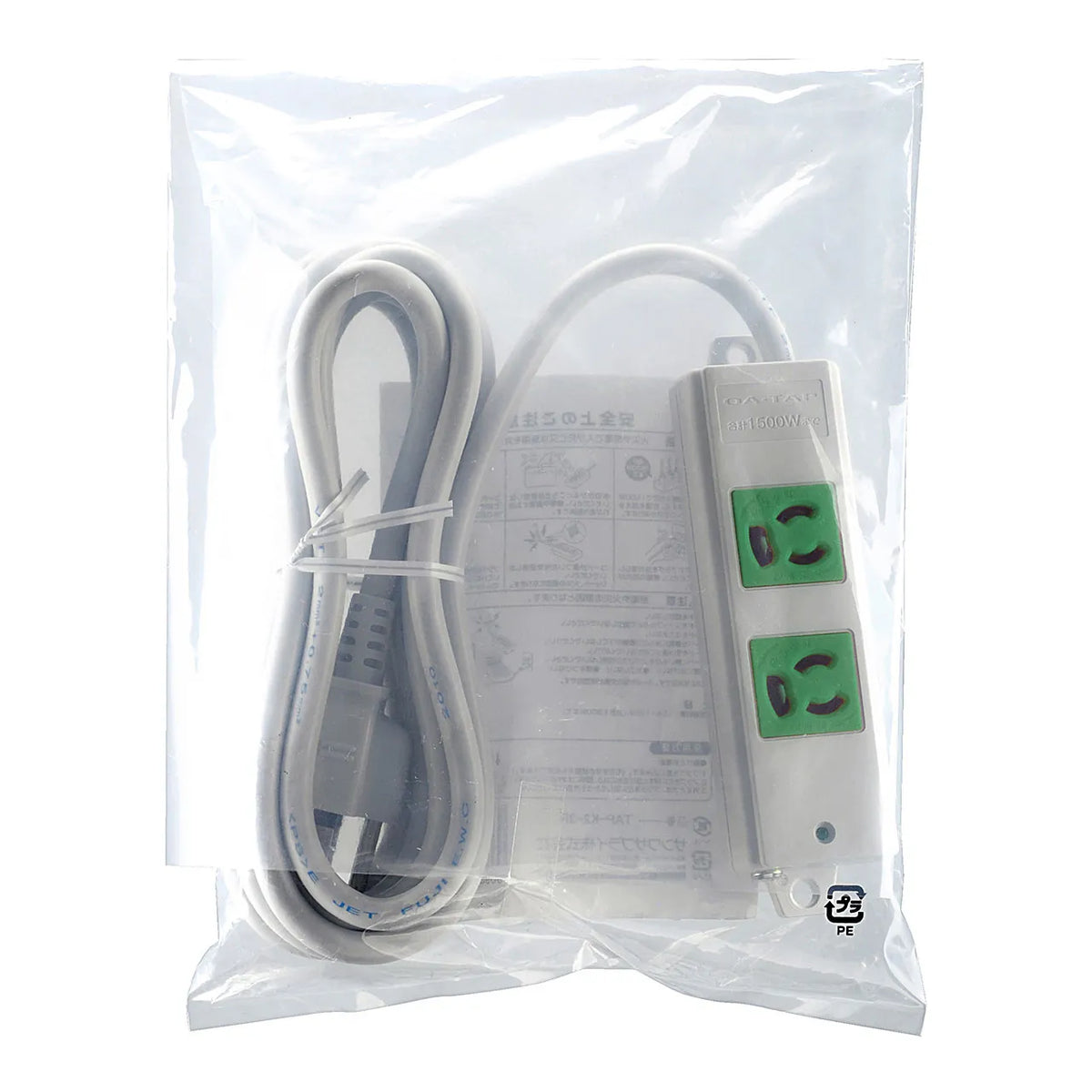 3-prong, 3m, 2-outlet power strip (green, for backup) TAP-K2-3G
