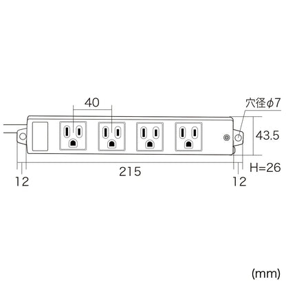 工事物件雷ガードタップ（3P・マグネット付・4個口・3m） TAP-K4NSP-3