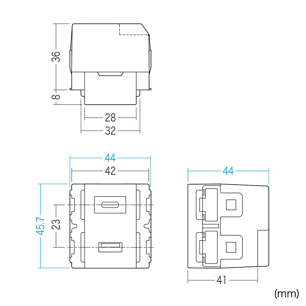 埋込USB給電用コンセント (TYPEC搭載) TAP-KJUSB1C1BK