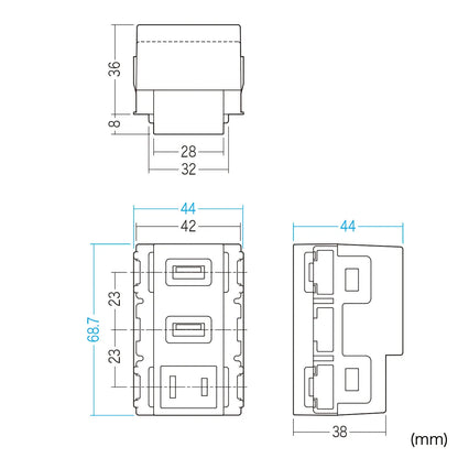AC付き埋込USB給電用コンセント TAP-KJUSB2AC1GY