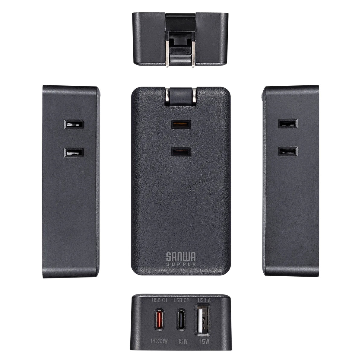 Mobile Power Strip (3 AC outlets + 2 Type-C ports, 1 USB-A port, PD 33W) TAP-MC2A1AC3BK
