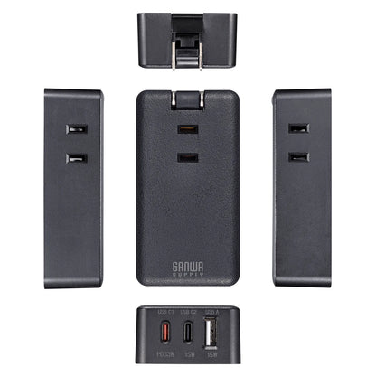 Mobile Power Strip (3 AC outlets + 2 Type-C ports, 1 USB-A port, PD 33W) TAP-MC2A1AC3BK