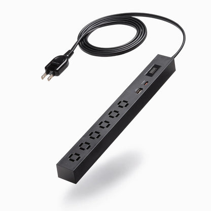 Slim Power Strip (6 AC outlets, A1 + C1, PD33W) TAP-SLIM6UC-15BK