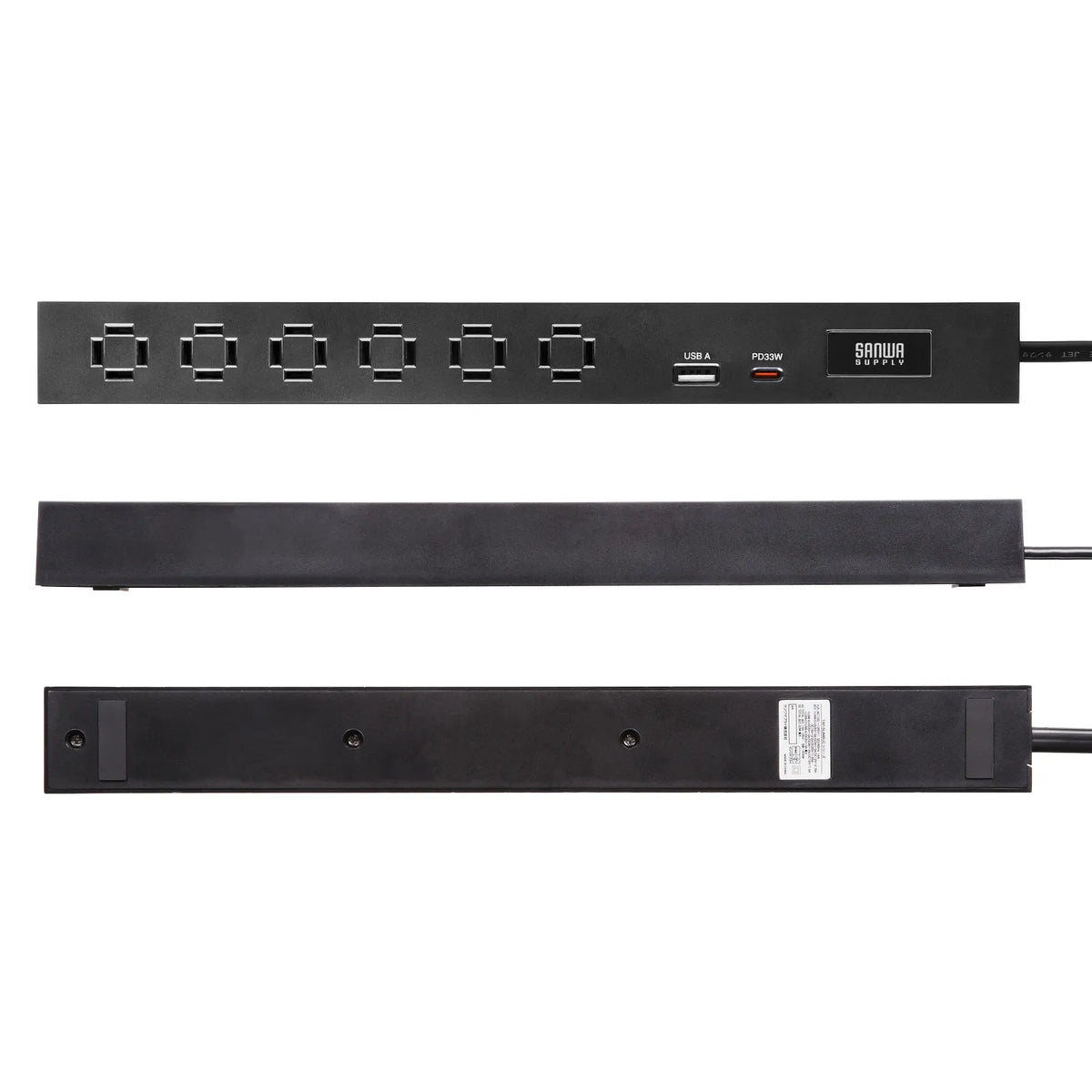 Slim Power Strip (6 AC outlets, A1 + C1, PD33W) TAP-SLIM6UC-15BK