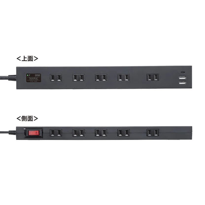 雷タップ 10個口＋USB-A+Type-C(PD20W) TAP-SP2110NUC-1BK