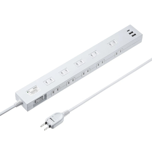 雷タップ 10個口＋USB-A+Type-C(PD20W) TAP-SP2110NUC-1W