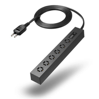Slim Power Strip (6 AC Outlets, Magnetic, Surge Protector) TAP-SPSLIM6MG-2BK
