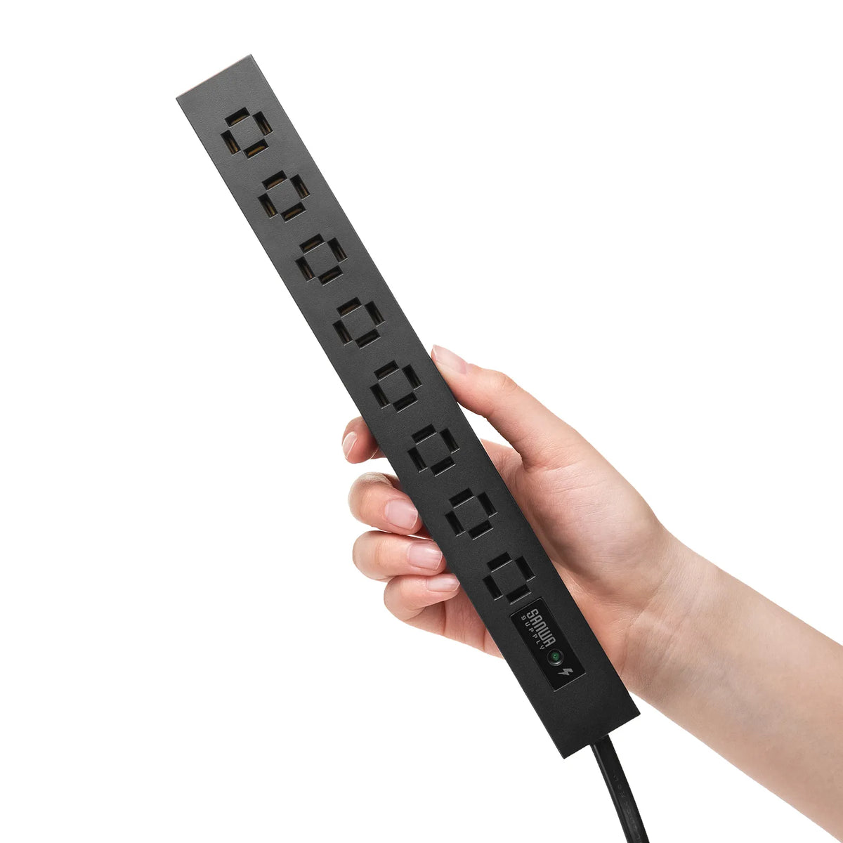 スリムタップ（AC8個口・マグネット付き・雷ガード付き） TAP-SPSLIM8MG-2BK