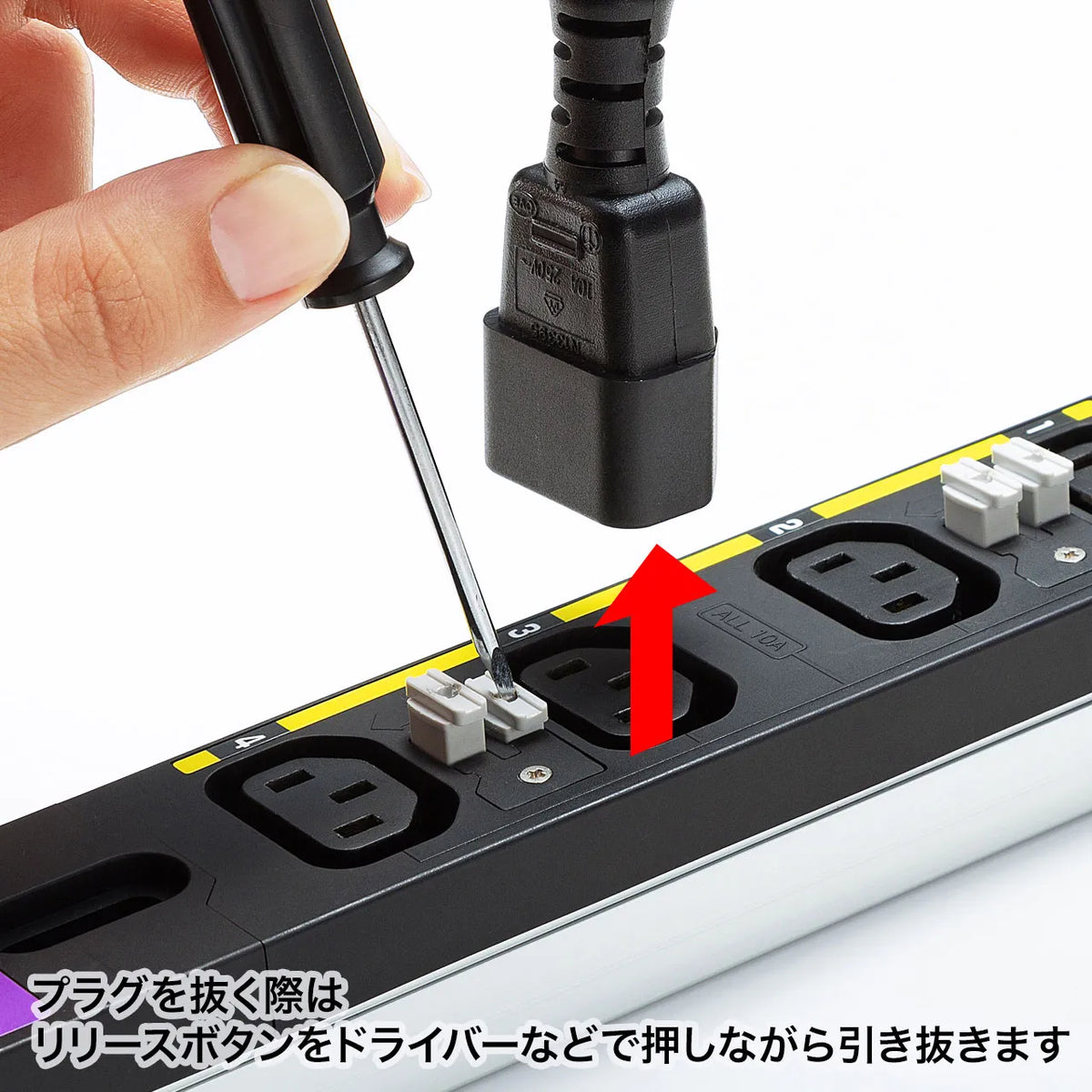 19インチサーバーラック用コンセント 200V(30A) 抜け防止ロック機能付き TAP-SV23012LKN