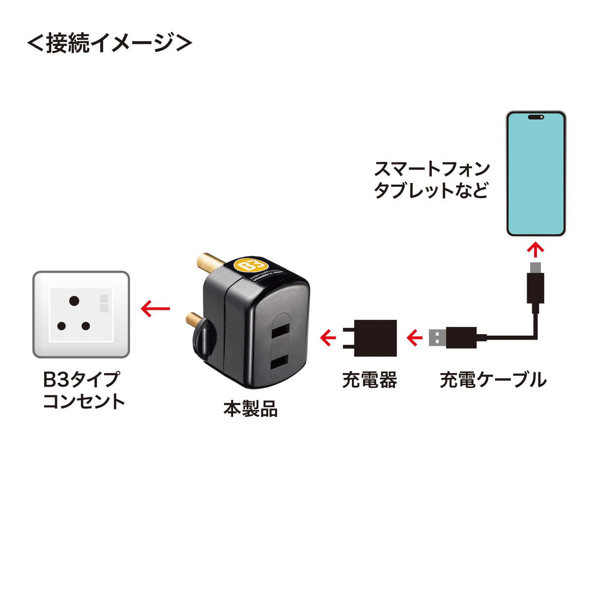 International Plug Adapter B3 (India, Egypt, Saudi Arabia) TR-AD24