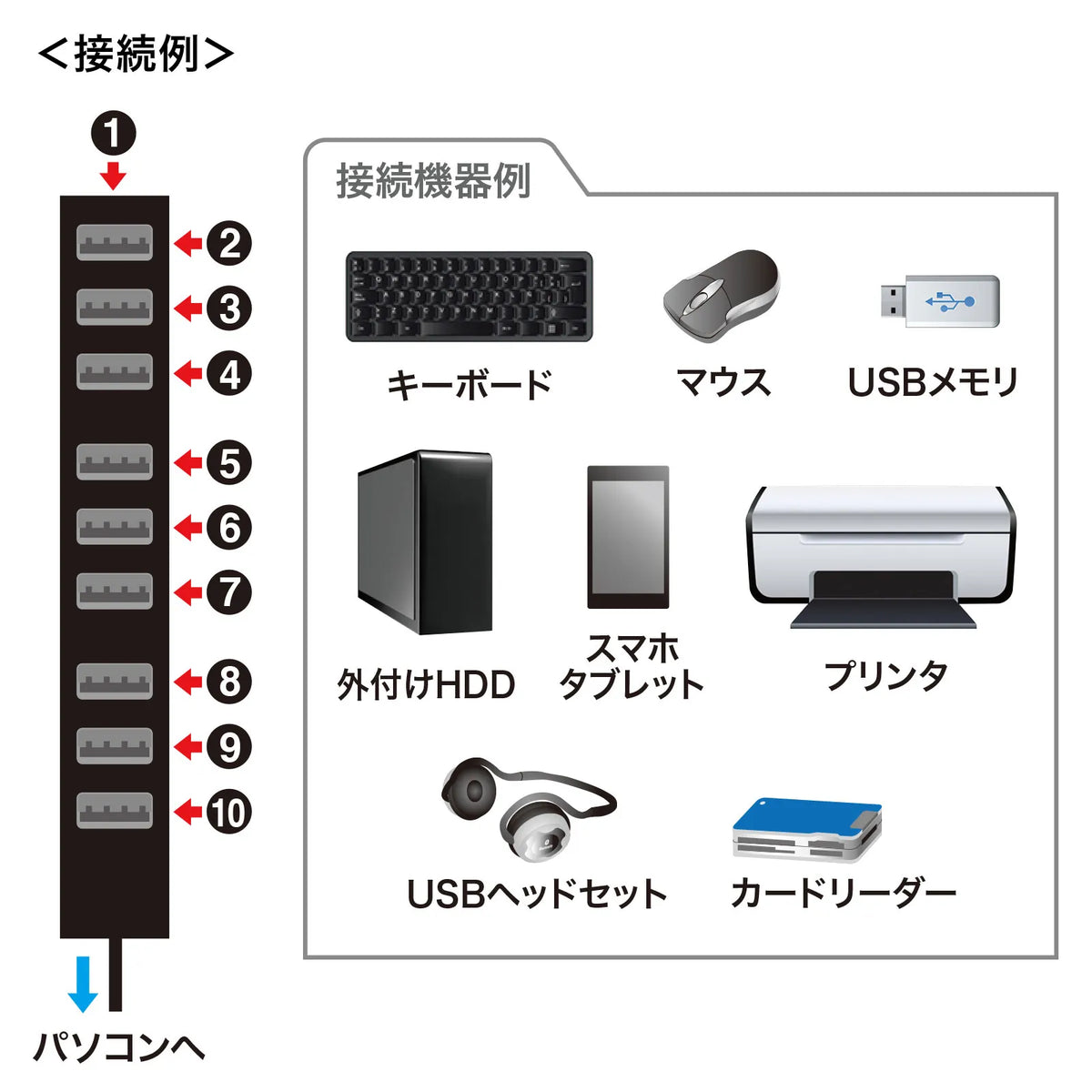 USB 2.0 Hub (10 Ports) USB-2H1001BKN