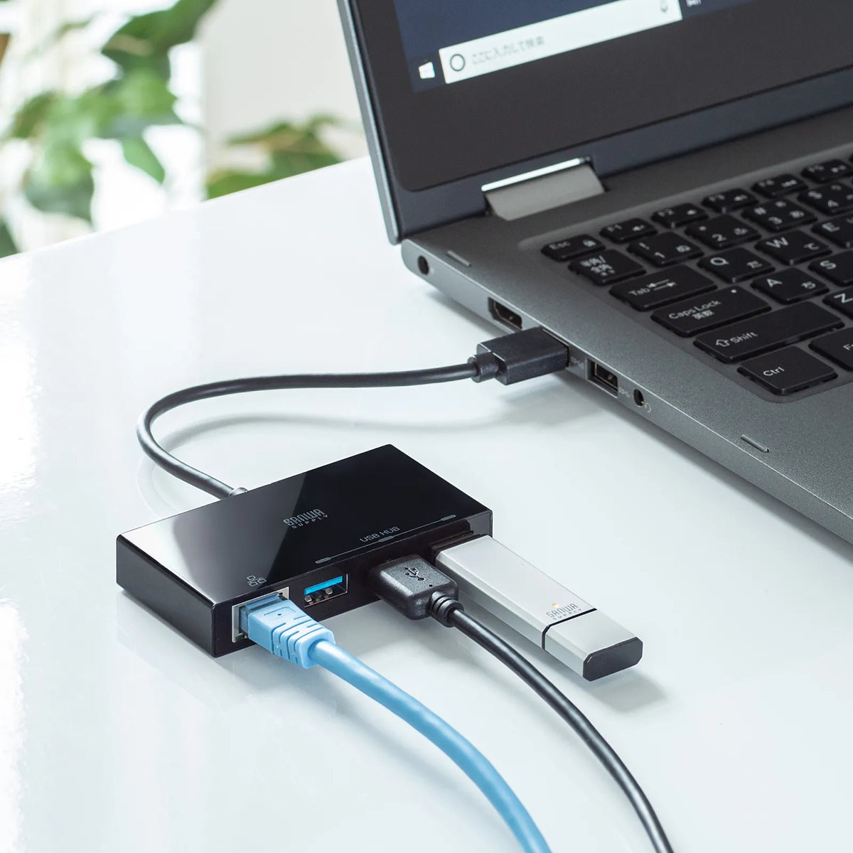USB 3.2 Gen1 Hub with Gigabit LAN Adapter USB-3H322BKN