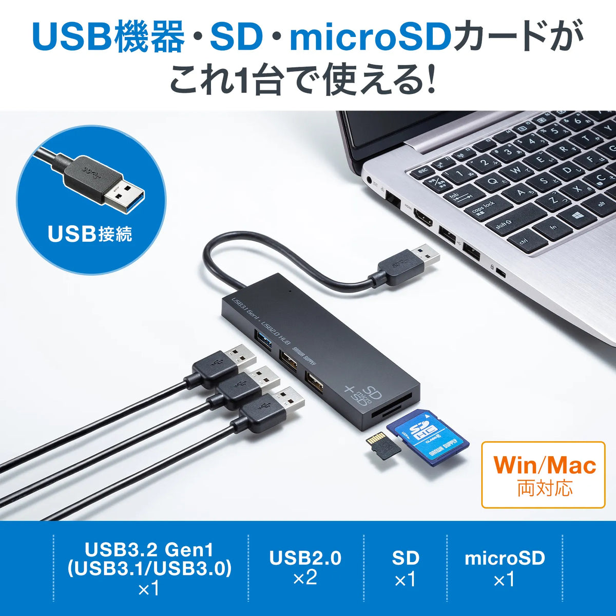 USB 3.1 + 2.0 Combo Hub with Card Reader USB-3HC316BKN