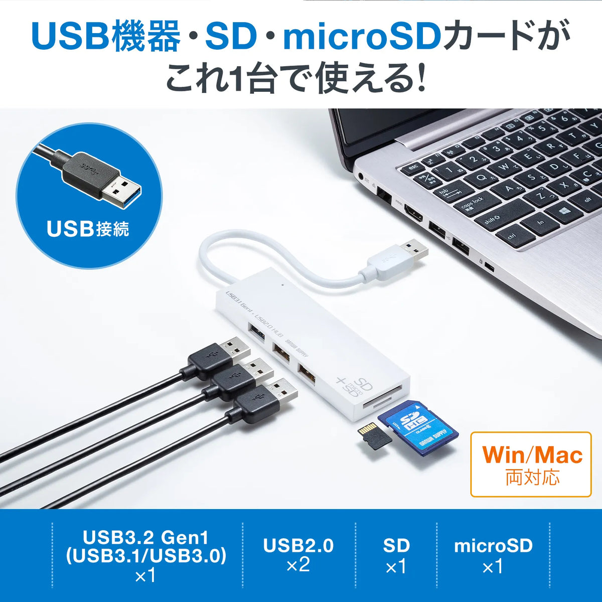 USB 3.1 + 2.0 Combo Hub with Card Reader USB-3HC316WN
