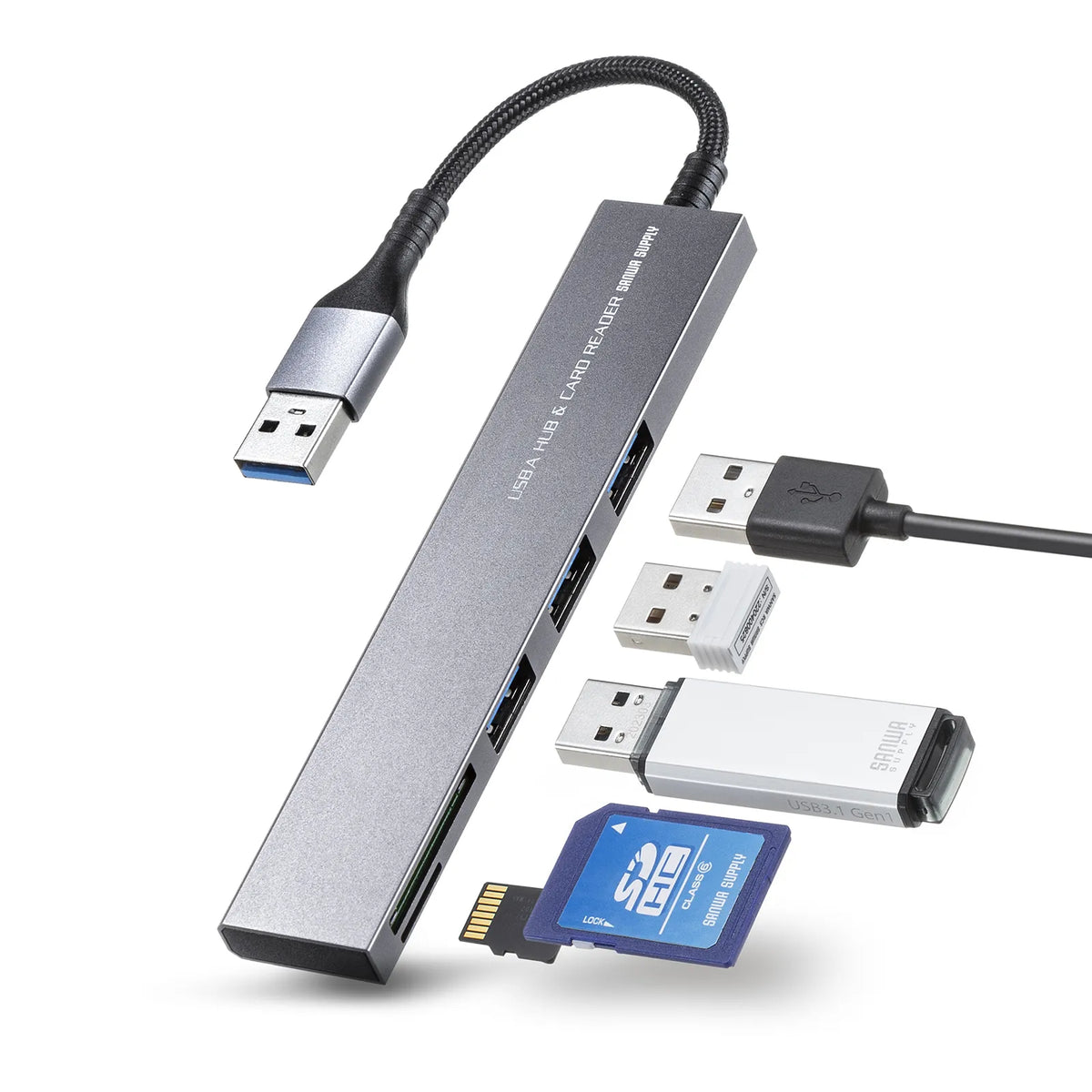 USB 5Gbps 3-Port Slim Hub (with Card Reader) USB-3HC320MS