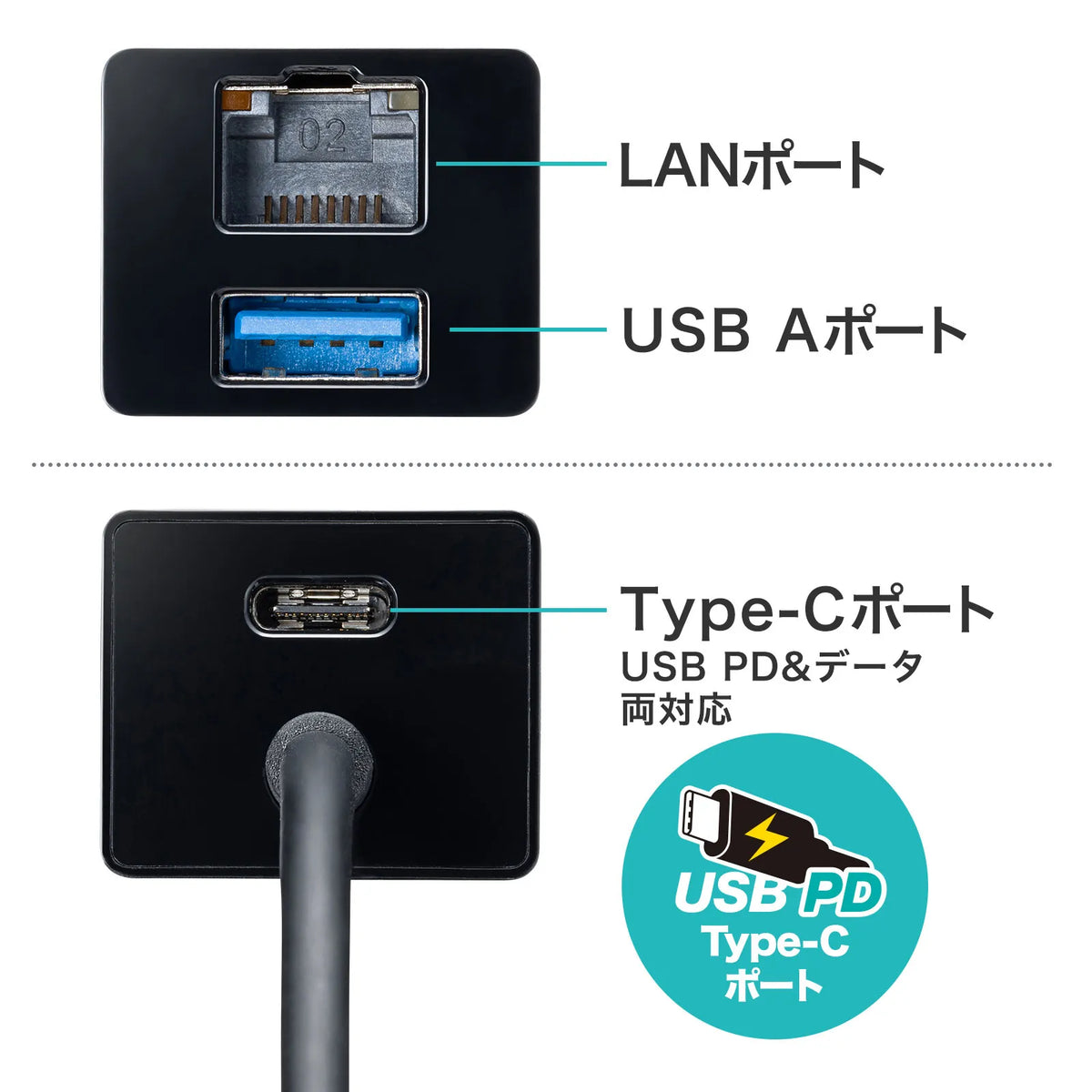 Gigabit LAN Adapter with USB Type-C Hub USB-3TCH33BK